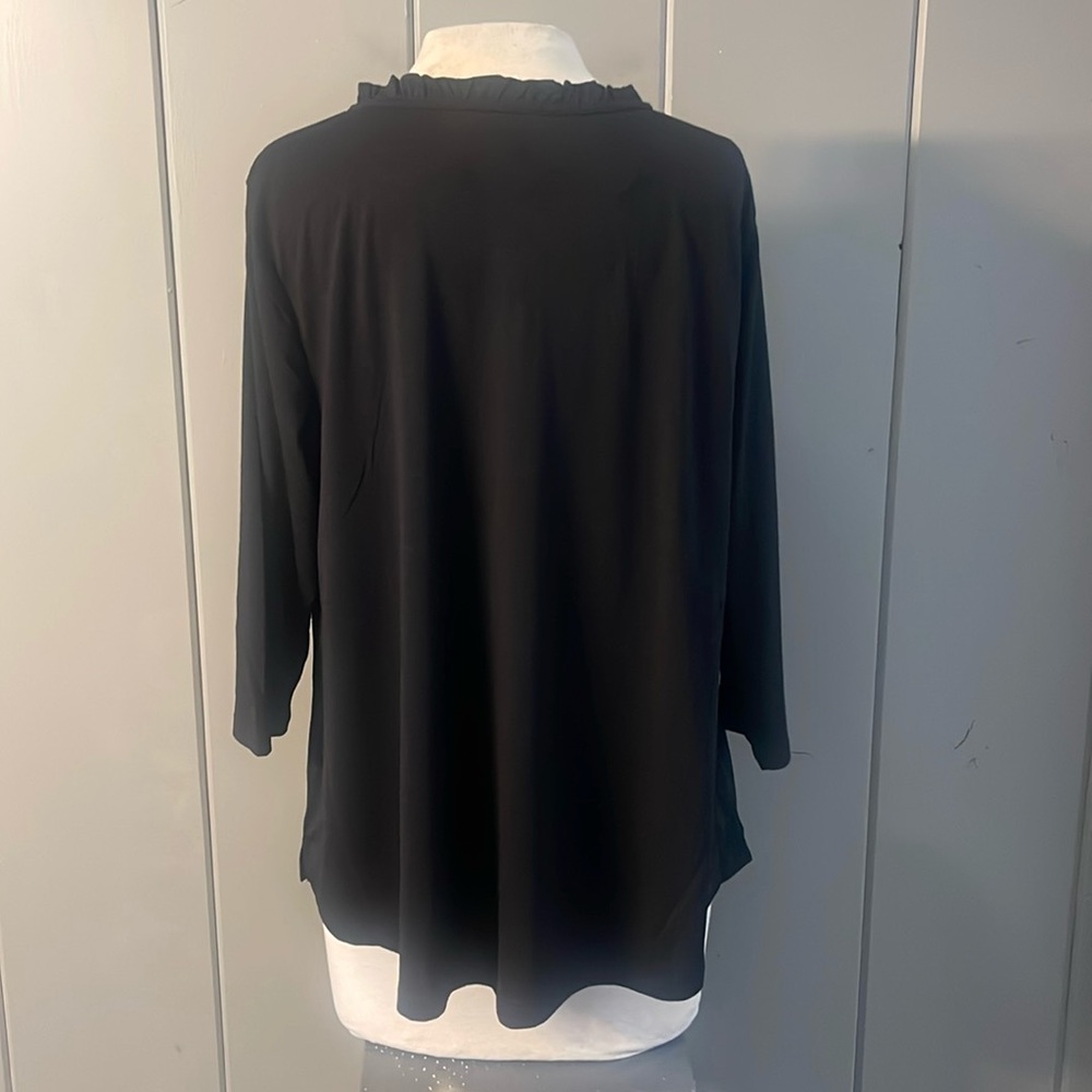 Christopher & Banks Black Boho Blouse Tee Women's Petite - Picture 3 of 4